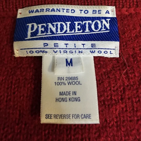 Pendleton Vintage Women's Size Medium 100% Wool Deep Red Sweater Cardigan - Picture 4 of 10